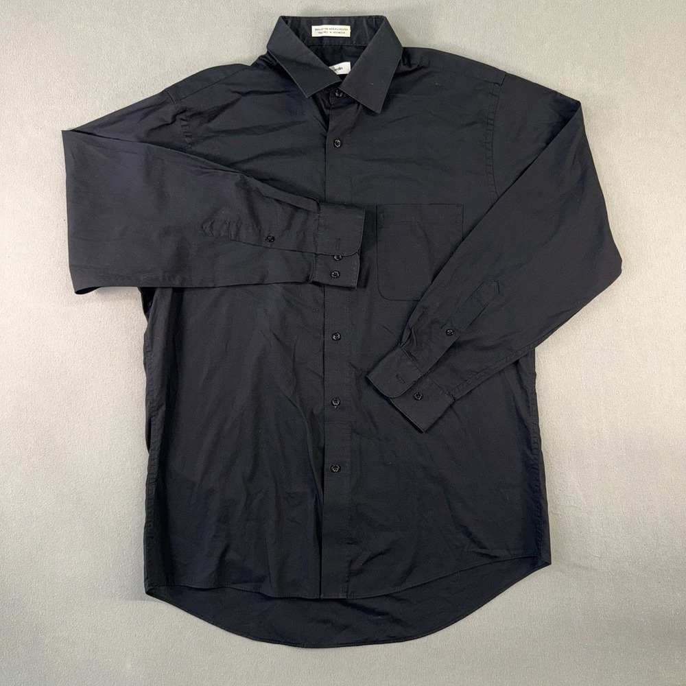 Men's Pierre Cardin Long Sleeve Button Up Dress Shirt Black Size 15.5x32/33 - Picture 1 of 6